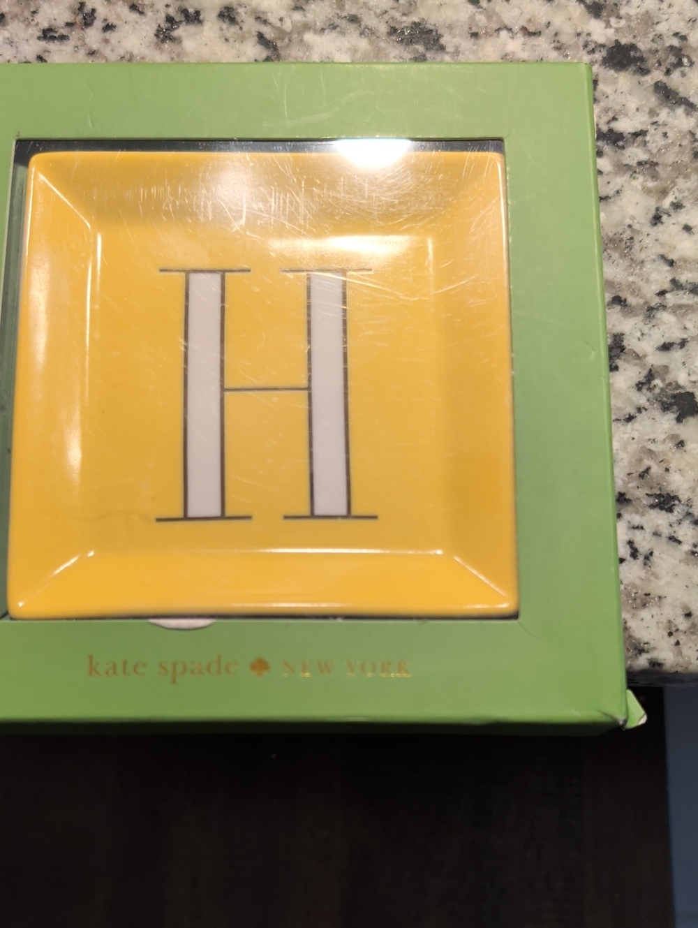 kate spade Yellow Monogram H Trinket Tray